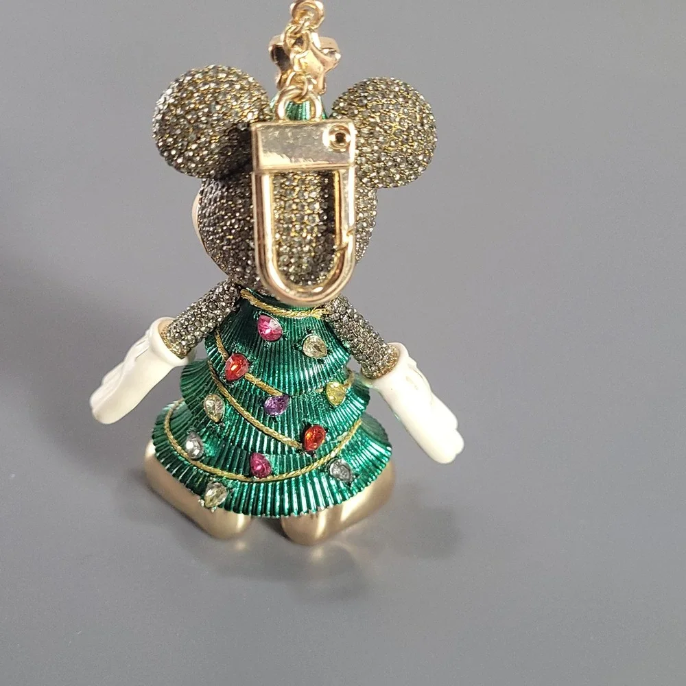RARE BaubleBar Bag Charm Disney Mickey Mouse Christmas Tree Crystal Holiday